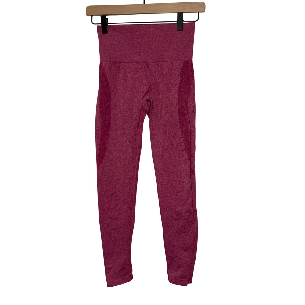 NVGTN Womens High Waisted Seamless Contour Leggings Magenta Pink Marl Small